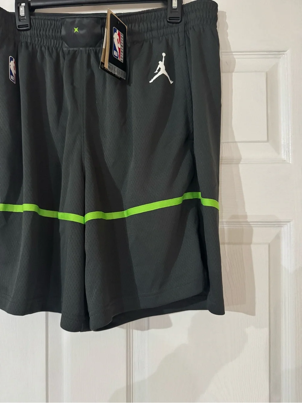 Jordan Men’s Black Athletic Shorts with Neon Green Stripe